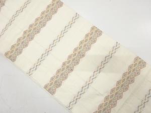 横段に菱模様織り出し　名古屋帯